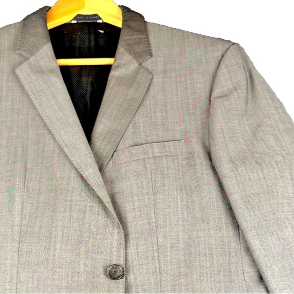 Hugo Boss Mens 42L Grey Two Button Suit Jacket Tessuto Tesse Italian Fabric